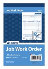 Adams Job Work Order Book, 3-Part Carbonless, White/Canary/White 5-9/16 x 8-7/16 Pre-printed Forms & Notebooks price
