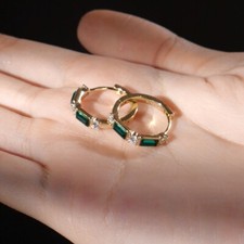 18k yellow gold gf made with SWAROVSKI green crystal hoop huggie earrings Swarovski Earrings price