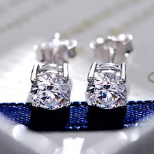18ct white gold made with swarovski crystal ladies stud earrings SOLITAIRE 7mm Swarovski Earrings price
