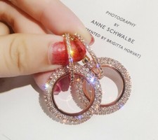Rose Gold Plated Earrings with SWAROVSKI Crystal rounded Hoop Earrings AU Stock Swarovski Earrings price
