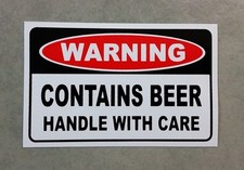 Beer Warning sticker - Contains Beer - funny sticker for shed or fridge. Fridge Sticker price