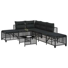 vidaXL 3 Piece Corner Garden Sofa Set with Cushions Black Poly Rattan Corner Sofa / Set price