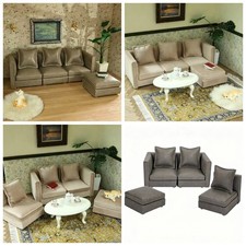 1Set Dollhouse Miniatures 1:12 Scale  Furniture Retro Corner Sofa Pillow Villa Corner Sofa / Set price