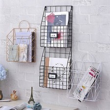 Modern Wire Magazine Newspaper Basket Wall Mounted Post Storage Rack Organizer Magazine Rack / Newspaper Rack price