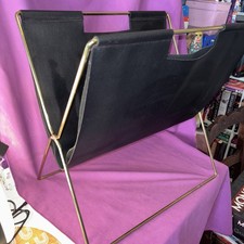 MCM Gold & Black Faux Leather Folding Magazine Rack/Newspaper Holder Metal Magazine Rack / Newspaper Rack price