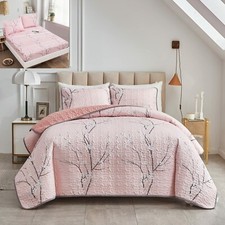 Soft Pinkish Bedspread Set&Fitted Sheet Quilted Coverlet Queen King Size Bedding Baby Bedspread Set price