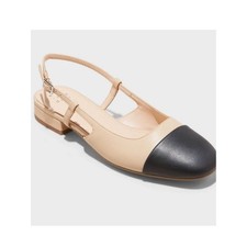 a new day Beige and Black Cap-Toe Slingback Flat Ballet Flats price