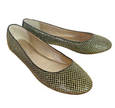 Oroton Ballet Flats Women's 9 Size 39.5 Gold Mesh Leather Shoes Designer Slip On Ballet Flats price