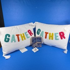 2 GATHER 10" x 14" Pillow and Blue Gather Coasters set of 4 Living Room & Lounge Set price