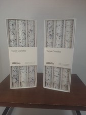 Set Of 2 Room Essentials 6pk 8in White Blue Purple Speckle Taper Candle Set Living Room & Lounge Set price