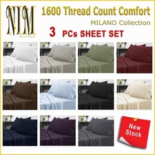 Luxury Soft 3pcs Fitted Bed SHEET SET DOUBLE QUEEN KING NO Flat Sheet Bedroom Textiles & Dowry Set price