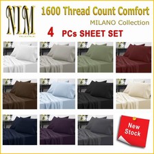 Luxury Soft 4pcs Fitted SHEET SET DOUBLE QUEEN KING SUPER KING 40cm Pocket Bedroom Textiles & Dowry Set price