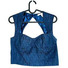 Forever 21 Womens Contemporary Blue Embroidered Bustier Top Size M Festival Bustier price