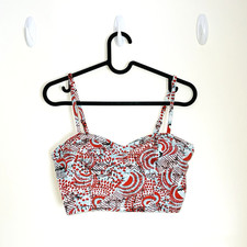 Forever 21 Womens Blue Red Print Bustier Top Size M Party Clubwear Summer Bustier price