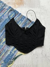Y2K Women's Black Corset Crop Top Bustier Cami Boned Bralette Zip Back Party Bustier price