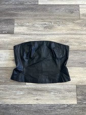 Vintage 90s Y2K Newport News Black Genuine Leather Strapless Tube Top Bustier 18 Bustier price