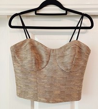 CUE Gold Metallic Bustier Top Size 8 Cotton Blend Sexy 80s 90s Style Going Out Bustier price