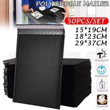 50x Poly Bubble Mailer 02 G2 Black 290 x 370mm Plastic Padded Bag Envelope AU Envelope price