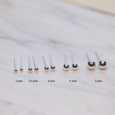 Genuine 925 Sterling Silver Solid Ball Bead Stud Earrings Ear Piercing 2.5mm-5mm Silver Earrings price