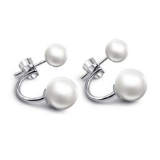 1pair  Earrings Ear Stud Eardrop Lady Ear Ring Double Side Fashion Jewelry@ Silver Earrings price