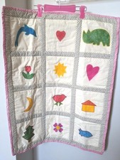 NEW Nature Themed Hand Made Bassinet Quilt Comforter - Cotton Quilting 57 x 74cm Baby Quilt price