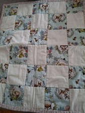NEW HOMEMADE BAMBIE PRAM/BASS/KNEE QUILT. 100%COTTON APPROX 50CM X 60CM Baby Quilt price