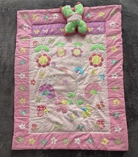 New Baby Cot Quilted Comforter & Pillow Set Pink Butterflies Birds Girls Baby Quilt price