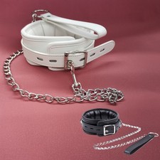 PU Leather Neck Collar Adjustable Chain Harness Restraints Body Bondage Games AU Body Chain price