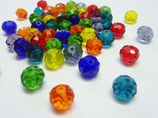 60 pce Colour Mix Faceted Crystal Cut Abacus Glass Beads 10mm x 7mm Abacus price