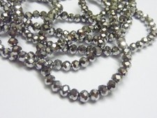 150 pce Full Plated Silver Electroplate Faceted Abacus Glass Beads 4.5 x 3.5mm Abacus price