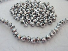 100pc Full Plated Silver Electroplate Faceted Abacus Glass Beads 6mm x 4.5mm Abacus price