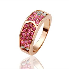 New 18K Gold Plated Solid Fashion Ring With Pink SWAROVSKI Crystal Size 8 Swarovski Ring price
