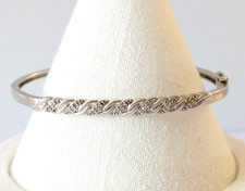 HN Heng Ngai 925 Sterling Silver Genuine Diamond Twist Hinged Bangle Bracelet 7" Diamond Bracelet price