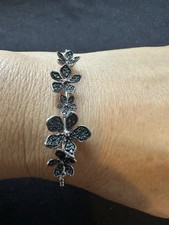 TJC 925 Sterling Silver Blue Diamonds Flower Stunning Adjustable Bracelet- 22cm Diamond Bracelet price