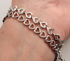 Lot of 2 Sterling Silver Tennis Bracelets Both Hearts with Small Diamonds Diamond Bracelet price