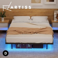 Artiss Double Bed Frame, Floating Metal Bed Frame with LED Lights, Easy Assembly Bed Frame price