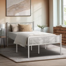 Oikiture Metal Bed Frame King Single Size Metal Base Mattress Platform White Bed Frame price
