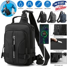 Men's Sling Crossbody Bag Anti-theft Chest Shoulder Messenger Backpack USB Port Men's Backpack price