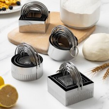 5 Pcs Biscuit Mold Stainless Steel Cookie Cutter Set Square/Round Fondant Mould Set Square price
