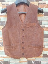 Vintage Brown Genuine Suede Leather Vest Men's Size S Cowboy Western Waistcoat Men's Vest price