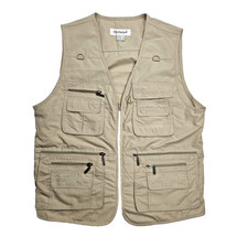 OlympinA Utility Vest Mens Large Beige Multi Pocket Fishing Hiking Camping VGC Men's Vest price