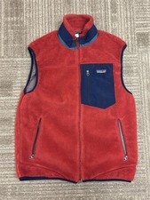 Patagonia Classic Retro X Deep Fleece Zip Vest Red & Navy Blue Men’s Medium Men's Vest price