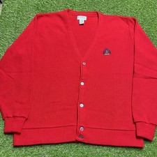 IZOD Men’s XL Red Button Front Cardigan Sweater Embroidered Crest Logo Men's Cardigans price