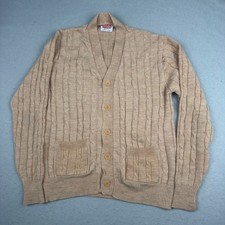 Vintage 1166 Collection Cardigan Sweater Mens Medium Cable Knit Shawl Grandpa 80 Men's Cardigans price