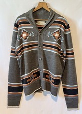 Brave Soul Men's Geometric Cardigan Sweater Shawl Collar Button Gray Brown M Men's Cardigans price