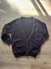 Men's Blue Knit V-Neck Button Front Cardigan Sweater Pockets Size 50 Men's Cardigans price