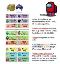 Among us Personalised Vinyl Name Label School sticker cartoon Kids waterproof School Label price