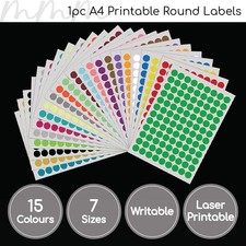 1pc Round Labels A4 Printable Writable Stickers Circle Dot Craft Packing School School Label price