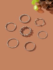 7pcs Assorted Rings Set Variety Pack Diverse Selection Combo Every Occasion Mood Silver Ring price