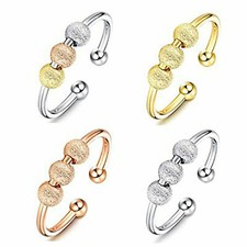 Anti-anxiety Spinner Fidget Ball Rings Men Women Adjustable Opening Meditation Silver Ring price